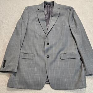 Lauren Ralph Lauren Men's 44L Wool Windowpane Plaid Suit Jacket Sports Coat